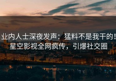 业内人士深夜发声：猛料不是我干的！星空影视全网疯传，引爆社交圈