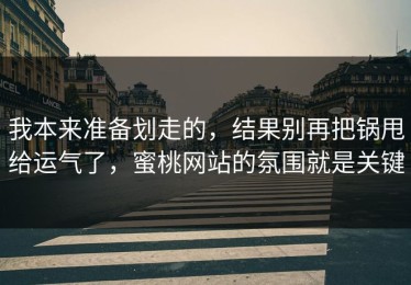 我本来准备划走的，结果别再把锅甩给运气了，蜜桃网站的氛围就是关键