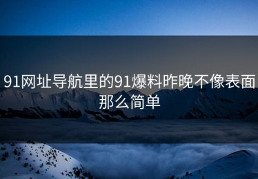 91网址导航里的91爆料昨晚不像表面那么简单