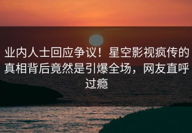业内人士回应争议！星空影视疯传的真相背后竟然是引爆全场，网友直呼过瘾
