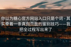 你以为糖心官方网站入口只是个词 - 其实牵着一条真假页面的鉴别技巧——我把全过程写出来了