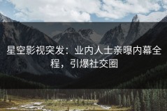 星空影视突发：业内人士亲曝内幕全程，引爆社交圈