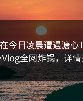 神秘人在今日凌晨遭遇溏心TV愤怒，糖心Vlog全网炸锅，详情探秘