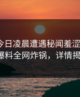 网红在今日凌晨遭遇秘闻羞涩难挡，51爆料全网炸锅，详情揭秘