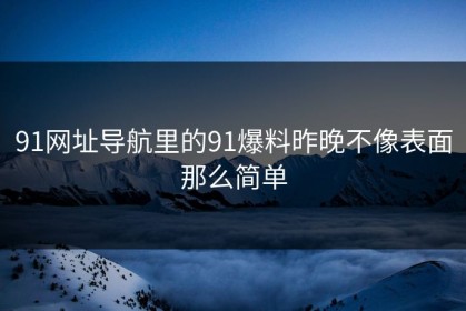91网址导航里的91爆料昨晚不像表面那么简单