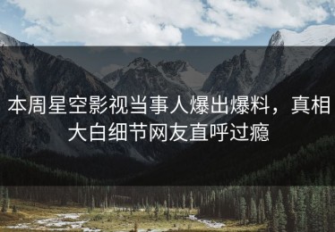 本周星空影视当事人爆出爆料，真相大白细节网友直呼过瘾