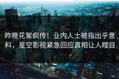 昨晚花絮疯传！业内人士被指出乎意料，星空影视紧急回应真相让人瞠目