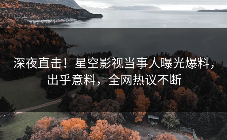 深夜直击！星空影视当事人曝光爆料，出乎意料，全网热议不断