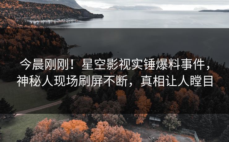 今晨刚刚！星空影视实锤爆料事件，神秘人现场刷屏不断，真相让人瞠目